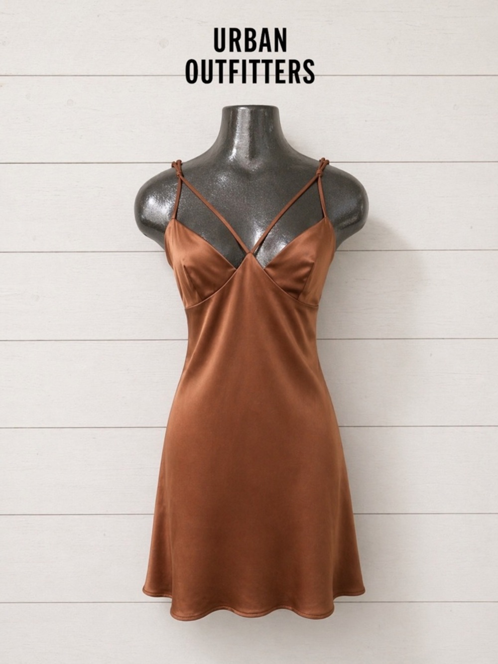 URBAN OUTFITTERS – Rust Satin Mini Dress M